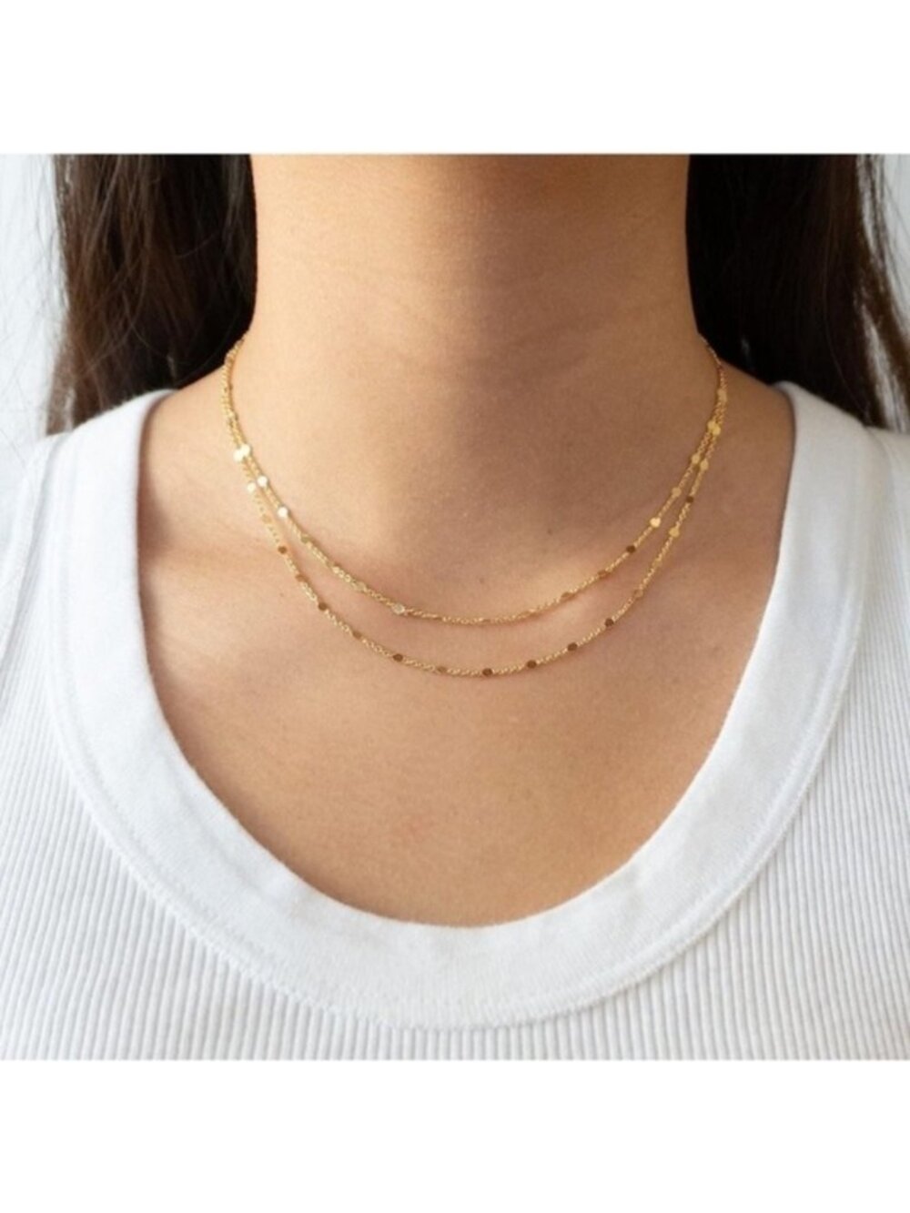 GOLD 14k Gold Plated Dainty Layered Necklace